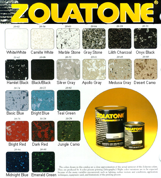 Zolatone 20 Color Chart