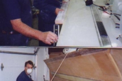 Aft shear web is sanded and to help measure the exact spacing required for the upper wing panel. Aft edge of upper wing panels are sanded to correct length. We realize that the right aft shear web is too short and must be built back up. So much for saving time using a belt sander.