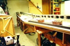 Another view of the wing closing. Note the steel tubing used to weight the trailing edge.