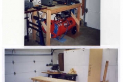 Builders manuals were received in October 1998. We began work on horizontal stabilizer jig. Radial saw was nice, but the compound mitre saw, compressor and nailgun earned a permanent place in our heart on first day. Real time savers!