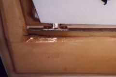 The elevator spar was Q-celled front and back and a one layer laminate applied to the back of the spar/elevator joint. Notice amount of outboard hinge that needed to be trimmed to allow clearance.