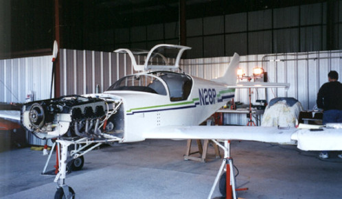 Glasair III N28P in the hangar
