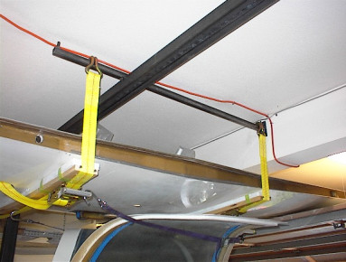 Built bracing and hung wing from ceiling in garage until needed for mounting to fuselage.