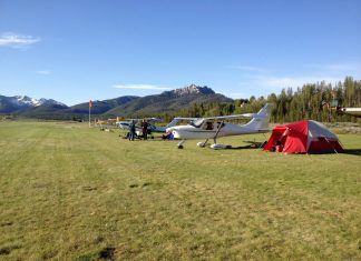 Camping at Smiley Creek Airport. Photo: Alan Negrin.