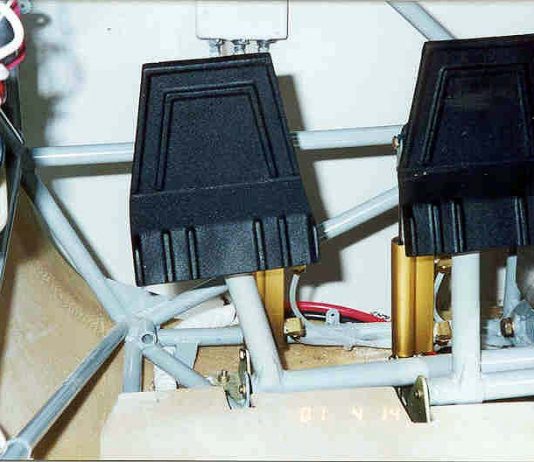 Aircraft Spruce rudder pedals in GlaStar