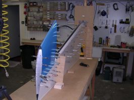 GlaStar rudder in the construction jig