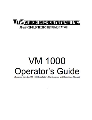 Vision Microsystems Inc. VM 1000 Operator’s Guide