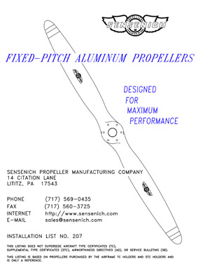 Sensenich Fixed-Pitch Aluminum Propellers Installation Guide
