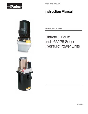 Oildyne 108/118 and 165/175 Series Hydraulic Power Units Instruction Manual