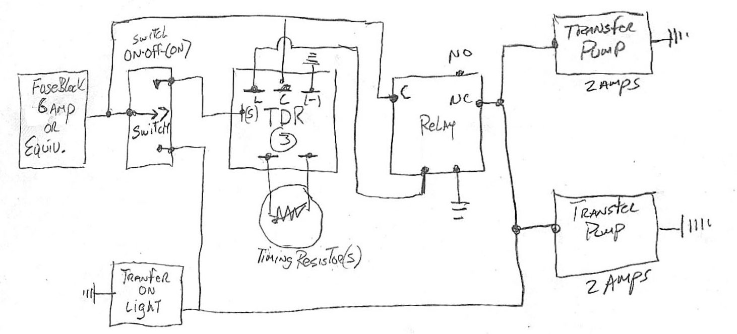 Fuel Transfer Pump Auto-Timer diagram as proposed by Rocky Morrison.
