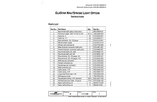 063-09004-01 GlaStar NAV-Strobe Light Option Instructions