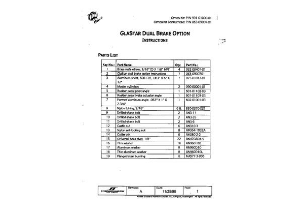 063-09007-01 GlaStar Dual Brake Option Instructions