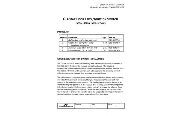 063-09016-01 GlaStar Door Lock and Ignition Switch Installation