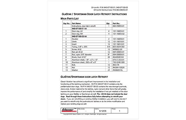 063-09055-01 Glastar & Sportsman Door Latch Retrofit Instructions