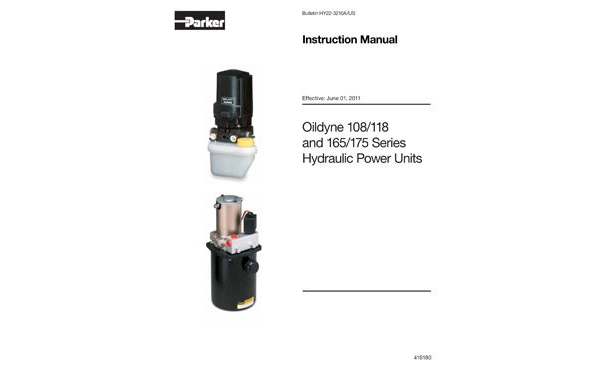 Oildyne 108/118 and 165/175 Series Hydraulic Power Units Instruction Manual