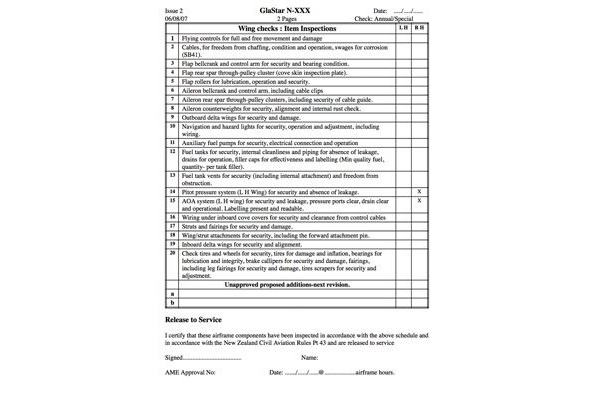 Glastar Maintenance Checklist Sample