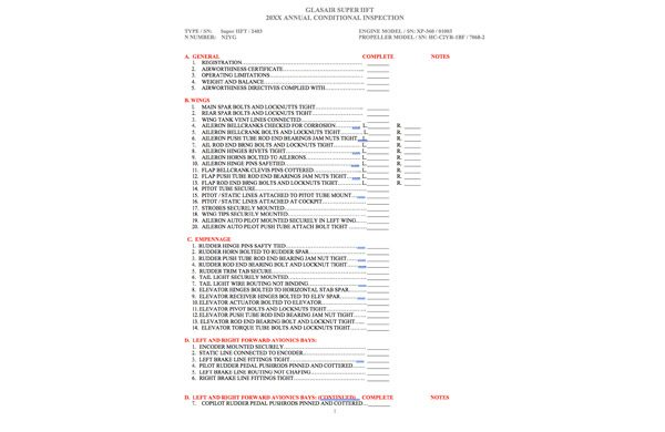 Glasair 2006 Annual Checklist (Allen Rockwell)