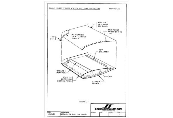 632-0195-001 Glasair II and III Extended Tips Fuel Tank Option