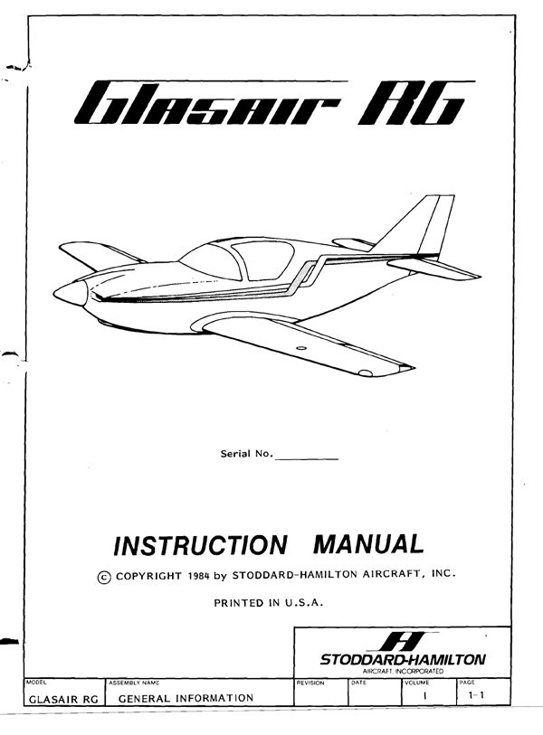 Glasair I RG Construction Manual