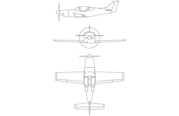 Glasair Super II 3-View Drawing