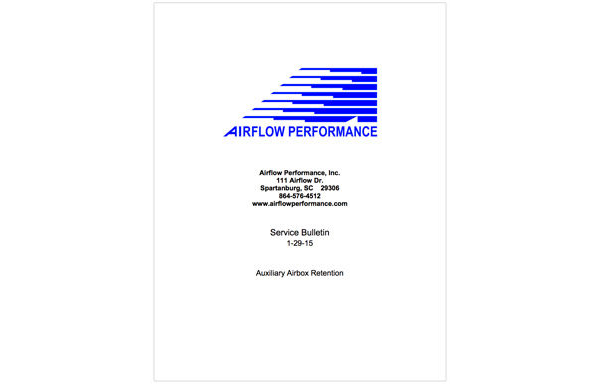 Airflow Performance Auxiliary Airbox Retention Service Bulletin 1-29-15