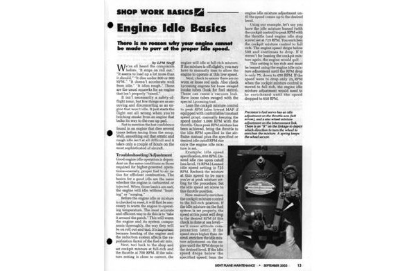 Engine Idle Basics - Light Plane Maintenance