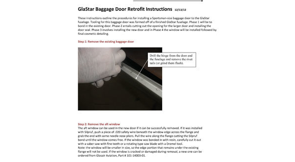 GlaStar Baggage Door Retrofit Instructions (Ted Setzer)