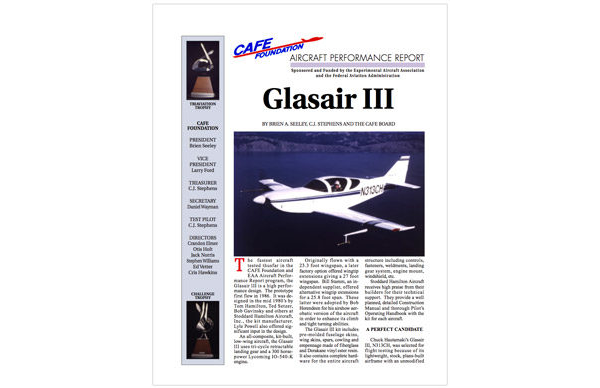Glasair III CAFE Foundation Aircraft Performance Report