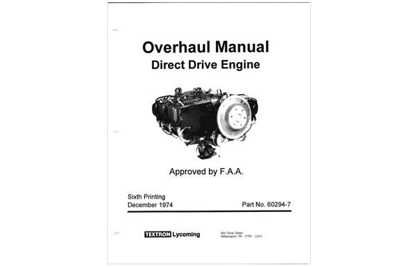 Lycoming Direct-Drive Engine Overhaul Manual pn 60294-7 6th printing