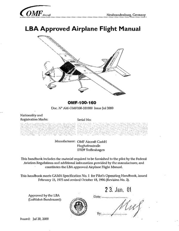 OMF Symphony 100-160 Airplane Flight Manual (POH)