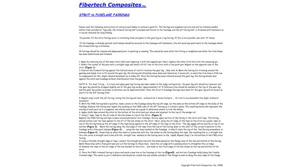 Fibertech Strut to Fuselage Fairing Instructions