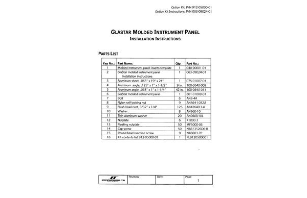 063-09024-01 GlaStar Molded Instrument Panel Installation Instructions