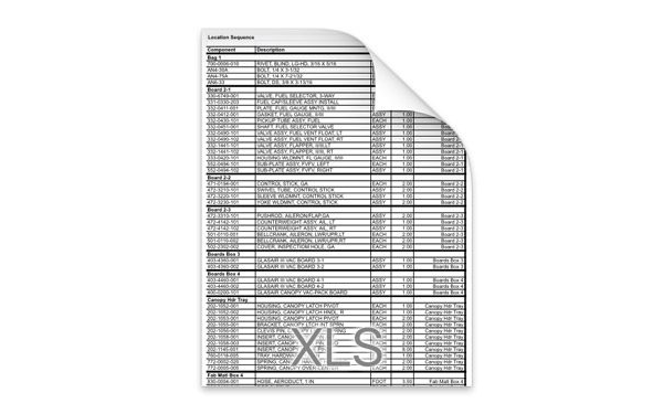 Parts Inventory Glasair SII-RG