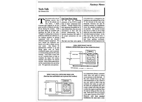 Fuel Vent Float Valves - Tech Talk