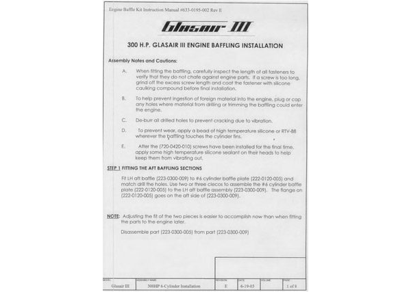 633-0195-002 Glasair III 300 HP Engine Baffling Install Rev E