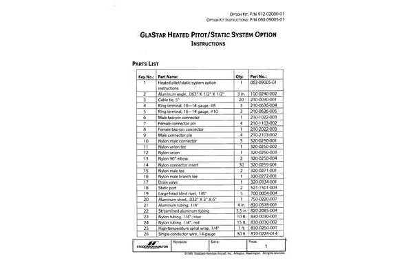 063-09005-01 GlaStar Heated Pitot-Static System Option Instructions