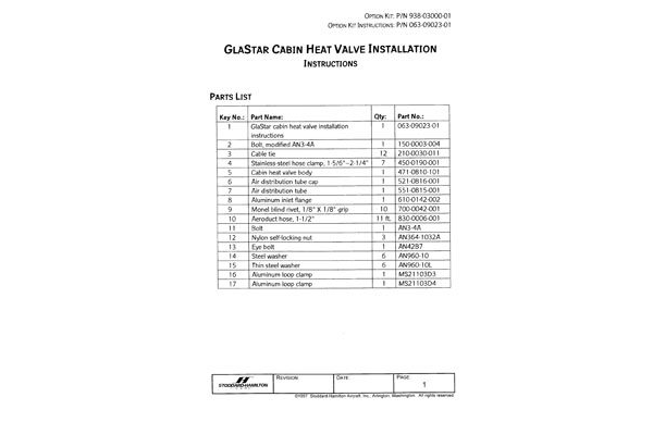 063-09023-01 GlaStar Cabin Heat Valve Installation