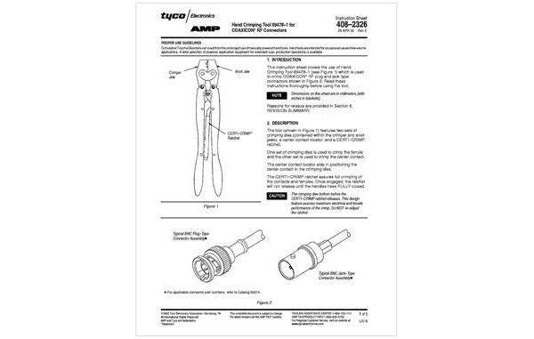 Tyco AMP Crimp Tool 69478-1 Instructions