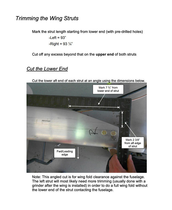 Carbon Sportsman Strut Trimming and Drilling Instructions